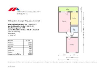 2-Raum-Wohnung mit Südbalkon im 4. Geschoss zu vermieten, 06406 Bernburg, Wohnung